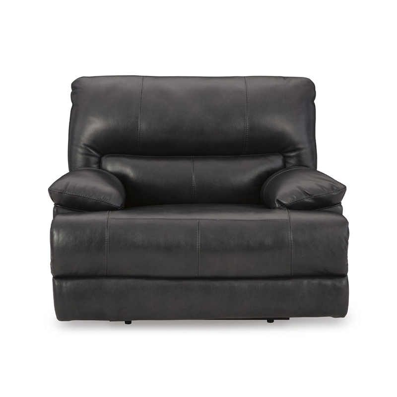 Bowery Hill Contemporary Leather Eclipse Power Recliner in Black