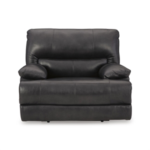 Bowery Hill Contemporary Leather Eclipse Power Recliner in Black