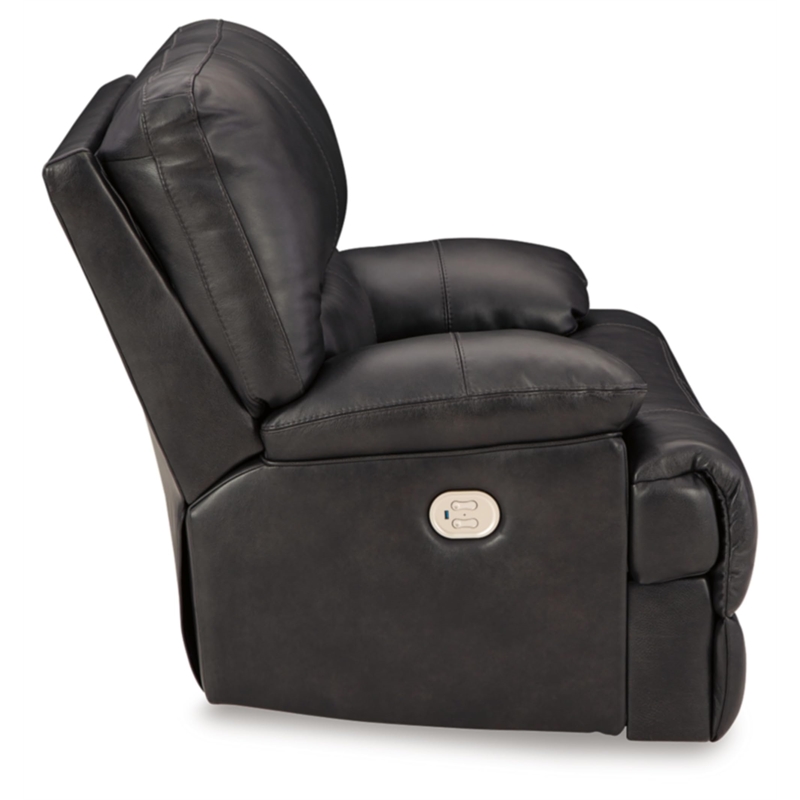Bowery Hill Contemporary Leather Eclipse Power Recliner in Black