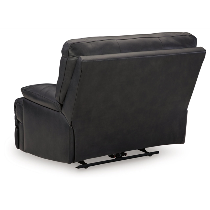Bowery Hill Contemporary Leather Eclipse Power Recliner in Black