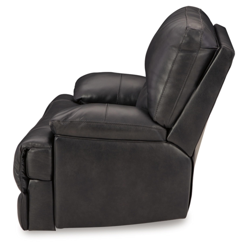 Bowery Hill Contemporary Leather Eclipse Power Recliner in Black