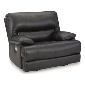 bowery hill contemporary leather eclipse power recliner in black