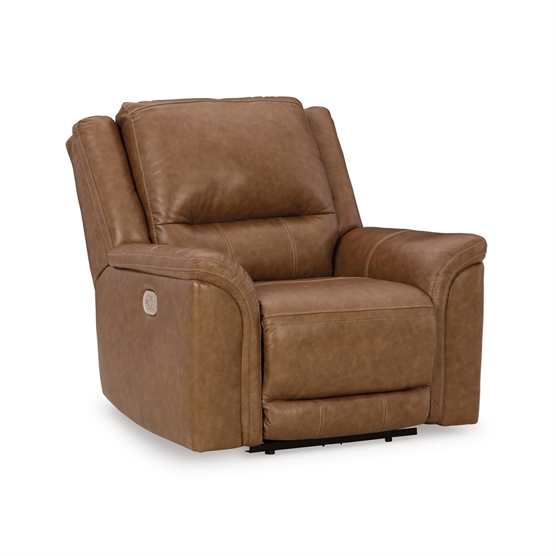 Bowery Hill Modern / Contemporary Leather Caramel Power Recliner