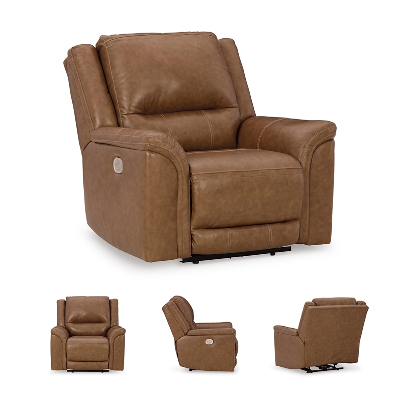 Bowery Hill Modern / Contemporary Leather Caramel Power Recliner