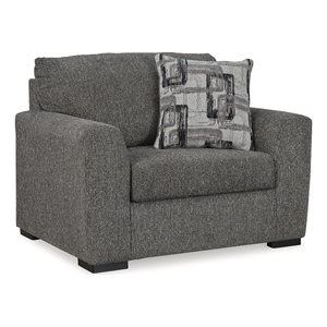Bowery Hill Contemporary Corner-blocked Frame Polyester Pewter Oversized Chair