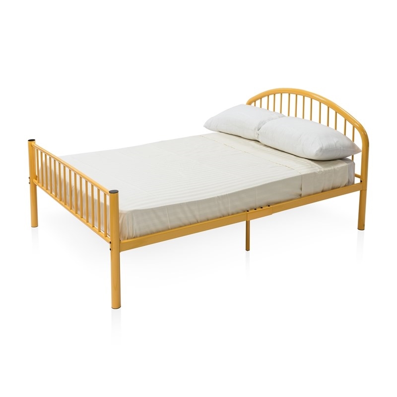 Bowery Hill Contemporary Metal Slat Full Panel Bed in Orange