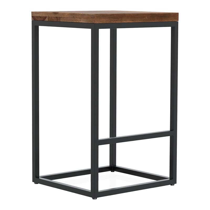 Bowery Hill Metal Square Barstool in Golden Brown (Set of 2)