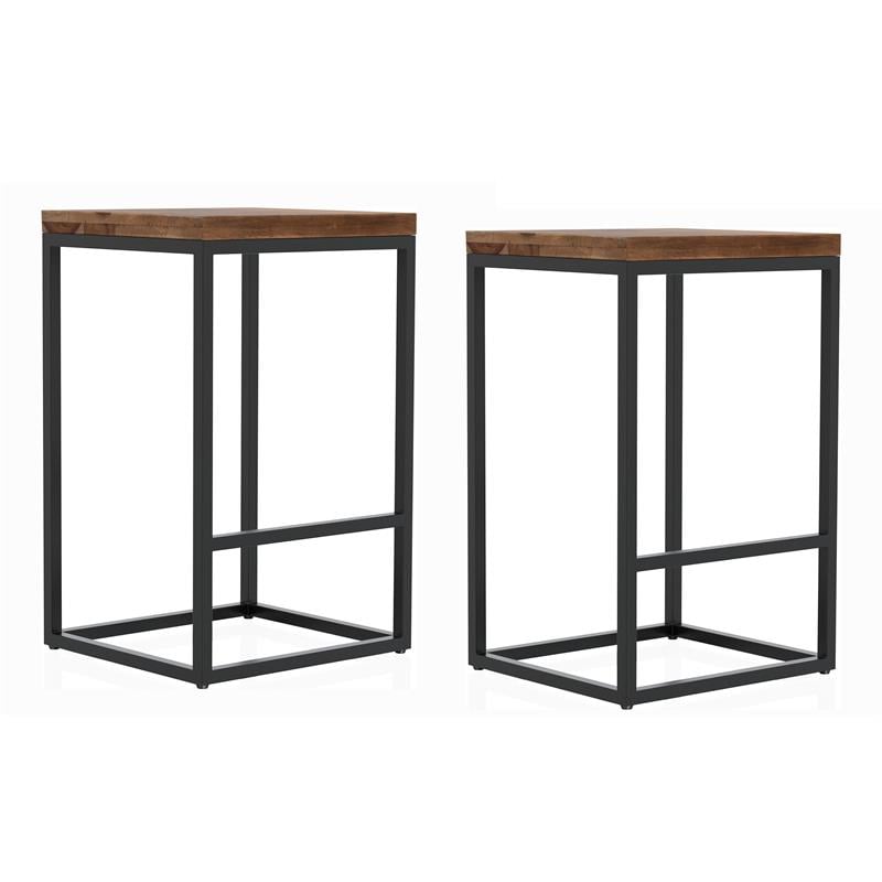 Bowery Hill Metal Square Barstool in Golden Brown (Set of 2)