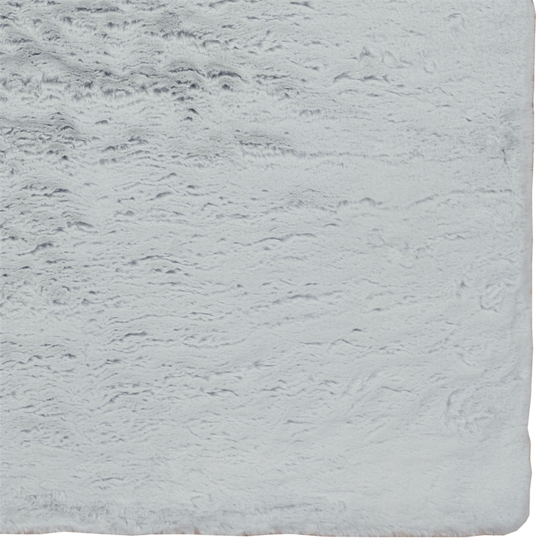 Bowery Hill Faux Rabbit Fur 3' x 5' Accent Rug in Pastel Blue