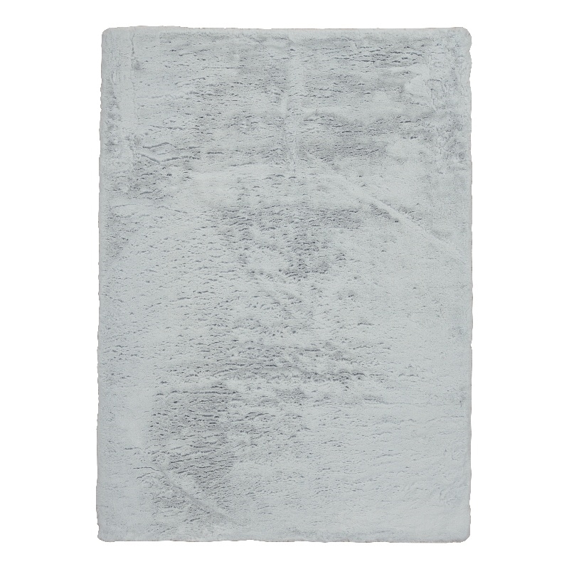 Bowery Hill Faux Rabbit Fur 3' x 5' Accent Rug in Pastel Blue