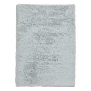 Bowery Hill Faux Rabbit Fur 3' x 5' Accent Rug in Pastel Blue