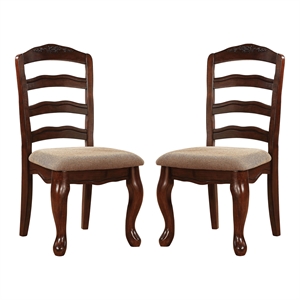 Bowery Hill Wood Padded Dining Chair in Dark Walnut (Set of 2)