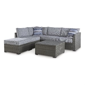Bowery Hill Gray Outdoor Sectional/Ottoman/Table Set - Set of 4