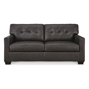 bowery hill contemporary corner-blocked frame leather brown full sofa sleeper