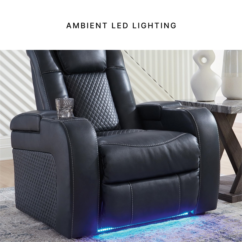 Bowery Hill Contemporary Faux Leather Sapphire Power Recliner