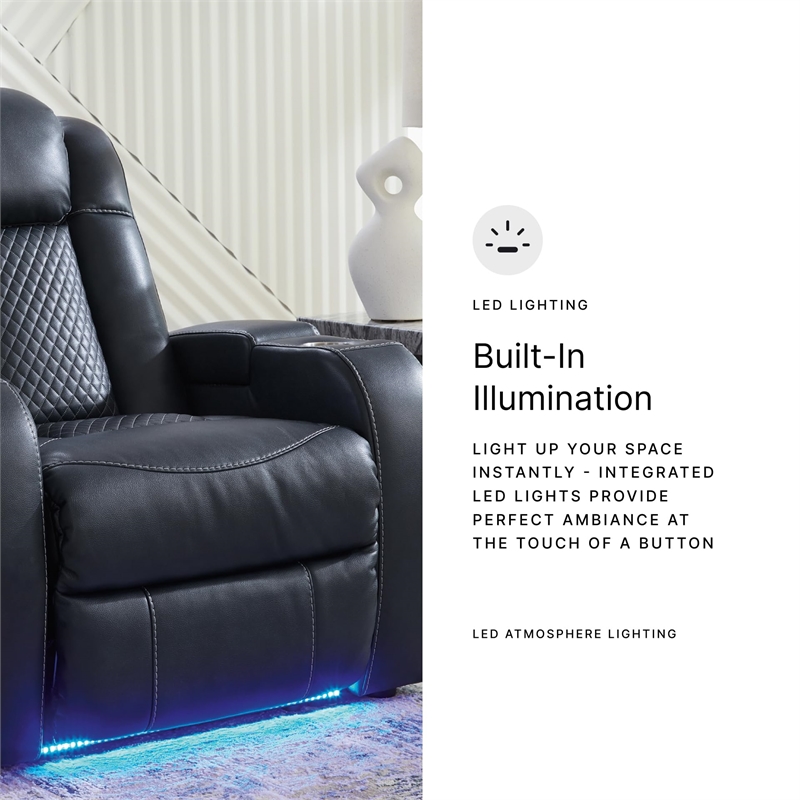 Bowery Hill Contemporary Faux Leather Sapphire Power Recliner