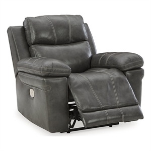 bowery hill modern / contemporary leather charcoal power recliner