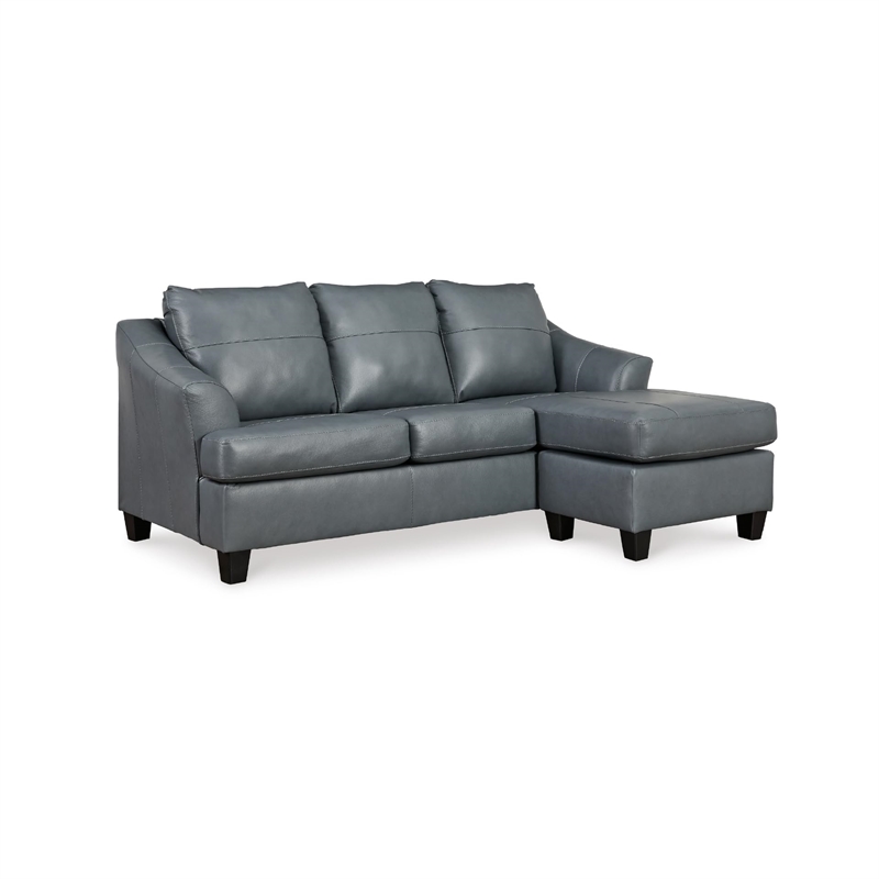 Bowery Hill Contemporary Corner-blocked Frame Leather Steel Finish Sofa Chaise