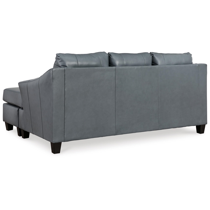 Bowery Hill Contemporary Corner-blocked Frame Leather Steel Finish Sofa Chaise