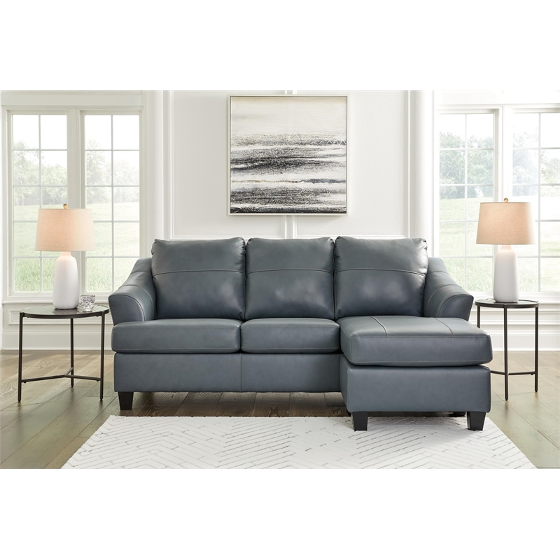 Bowery Hill Contemporary Corner-blocked Frame Leather Steel Finish Sofa Chaise