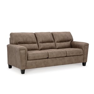 Bowery Hill Contemporary Faux Leather Queen Sofa Sleeper in Brown
