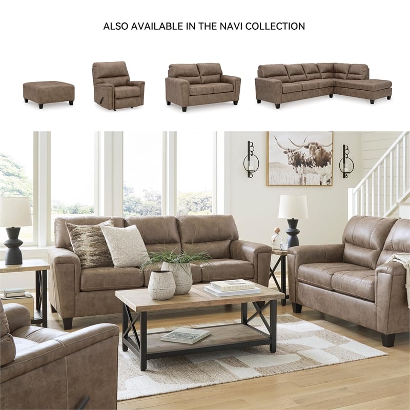 Bowery Hill Contemporary Faux Leather Queen Sofa Sleeper in Brown