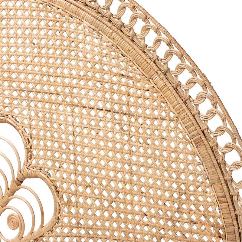 Bowery Hill Natural Brown Rattan Queen Size Standalone Headboard