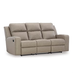 Bowery Hill Reclining Sofa with Drop Down Table in Pebble Finish