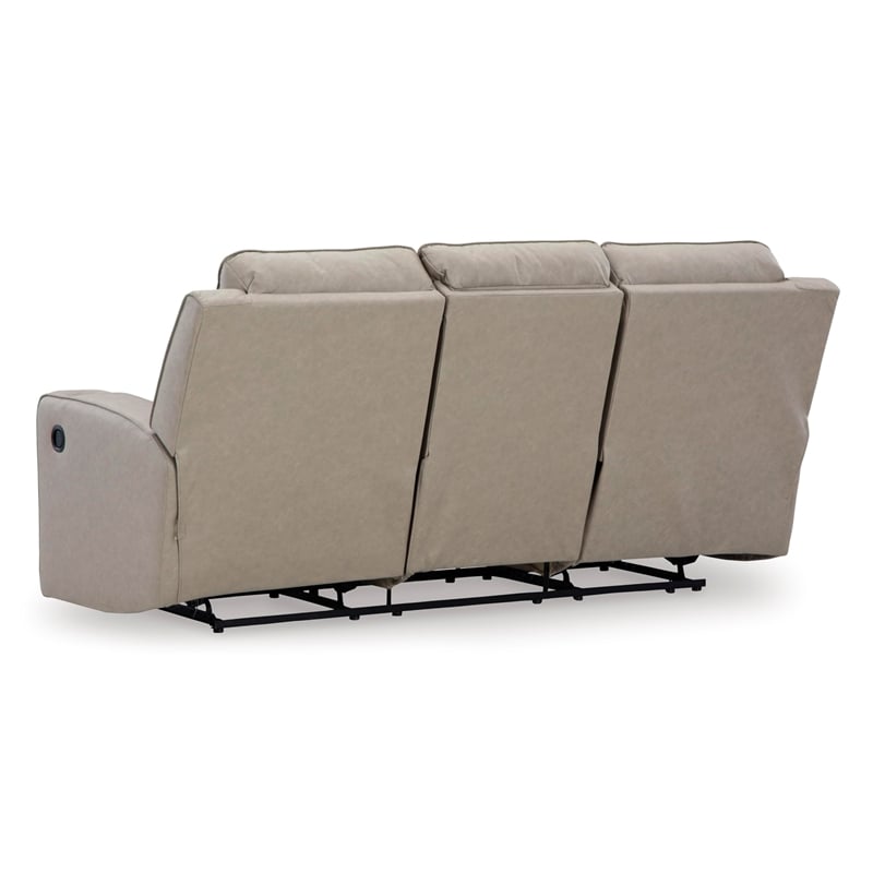 Bowery Hill Reclining Sofa with Drop Down Table in Pebble Finish