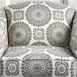 Bowery Hill Transitional Fabric Floral Accent Chair in Blue Gray