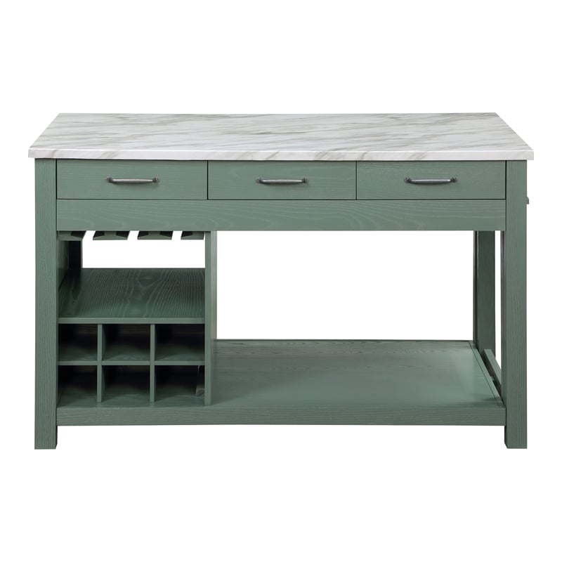Bowery Hill Wood Extendable Counter Height Dining Table in Green