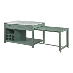 Bowery Hill Wood Extendable Counter Height Dining Table in Green