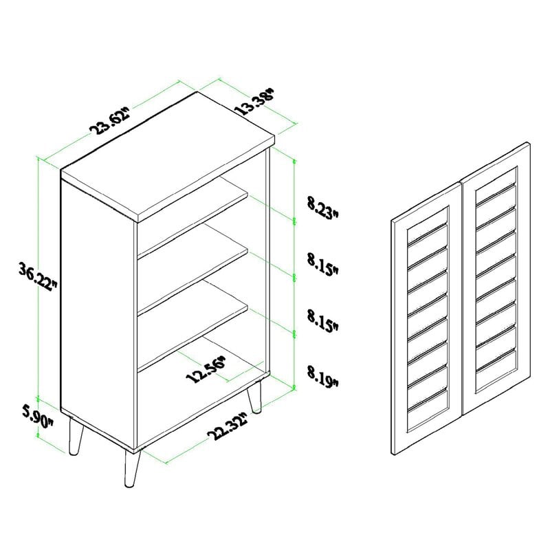Bowery Hill Walnut Brown Finished Wood 2-Door Shoe Storage Cabinet