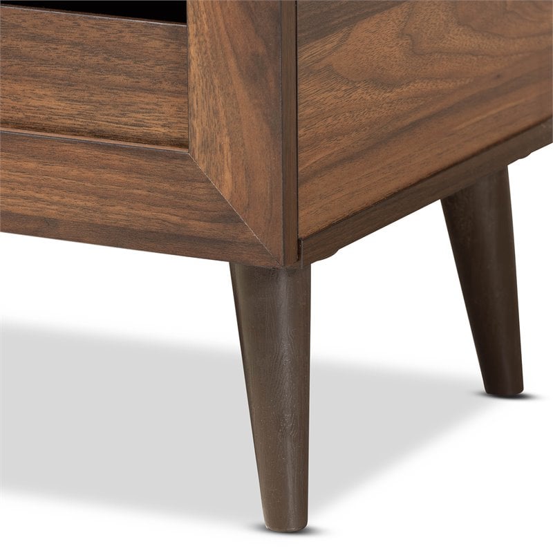 Bowery Hill Walnut Brown Finished Wood 2-Door Shoe Storage Cabinet