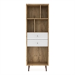 Bowery Hill Mid-Century Modern Wood 2-Drawer Bookcase in Light Oak