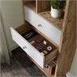 Bowery Hill Mid-Century Modern Wood 2-Drawer Bookcase in Light Oak