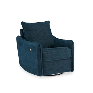 Bowery Hill Contemporary Polyester Navy Swivel Power Recliner