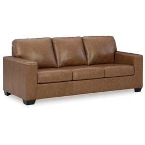 Bowery Hill Contemporary Corner-blocked Frame Leather Caramel Queen Sofa Sleeper