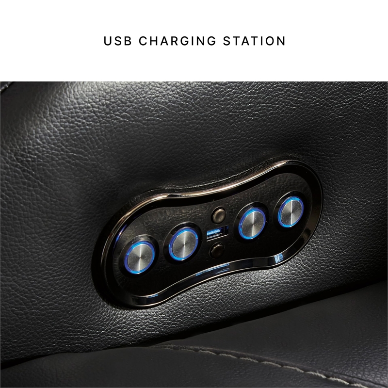 Bowery Hill Contemporary Faux Leather Black Power Reclining Sofa