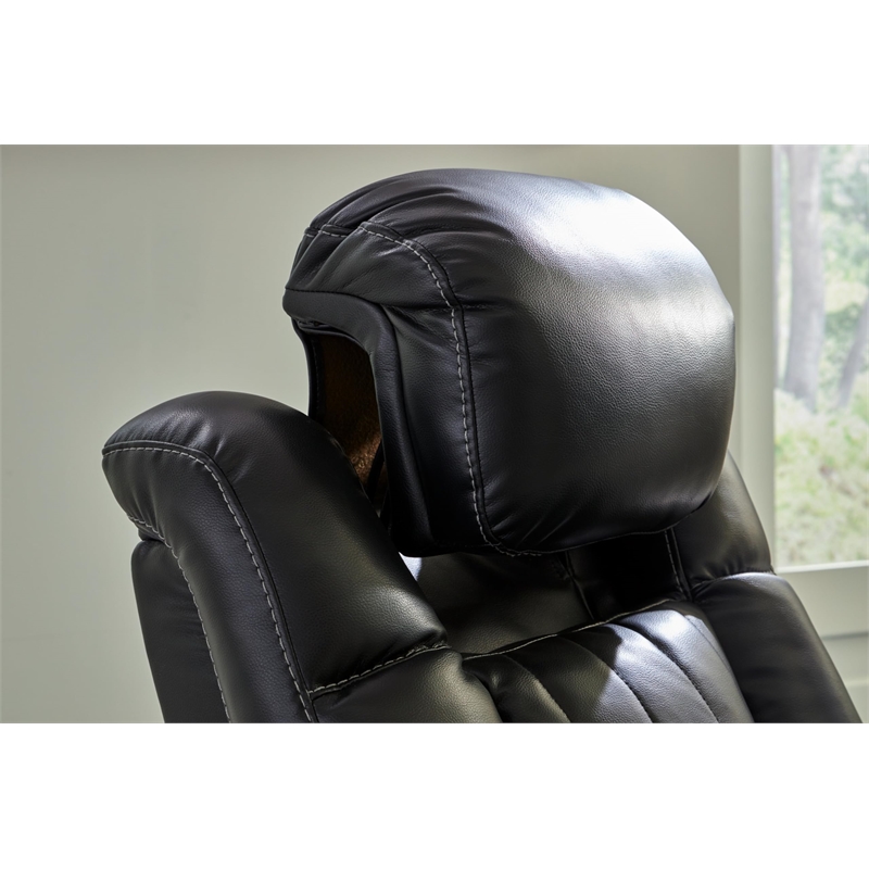 Bowery Hill Contemporary Faux Leather Black Power Reclining Sofa