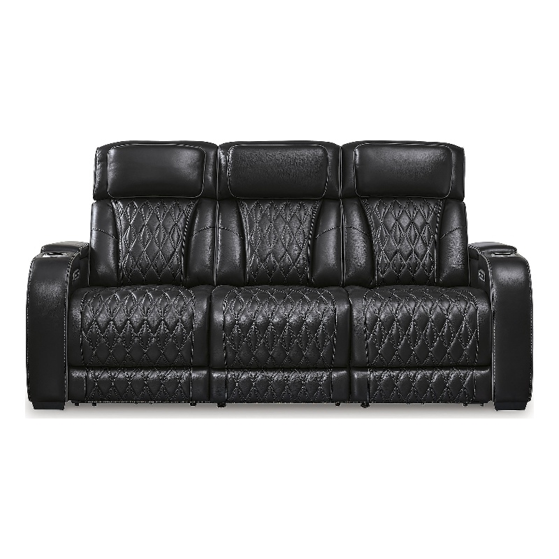 Bowery Hill Modern / Contemporary Leather Black Power Reclining Sofa
