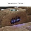 Bowery Hill Contemporary Faux Leather Brown Power Reclining Sofa