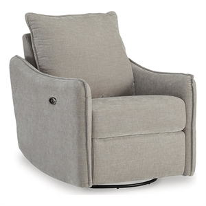 bowery hill contemporary polyester taupe swivel power recliner