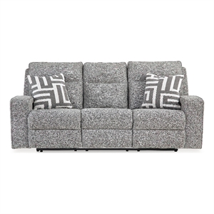 Bowery Hill Contemporary Polyester Pewter Power Reclining Sofa