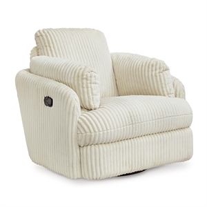 Bowery Hill Contemporary Polyester Ivory Swivel Glider Recliner