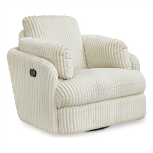 bowery hill contemporary polyester ivory swivel glider recliner
