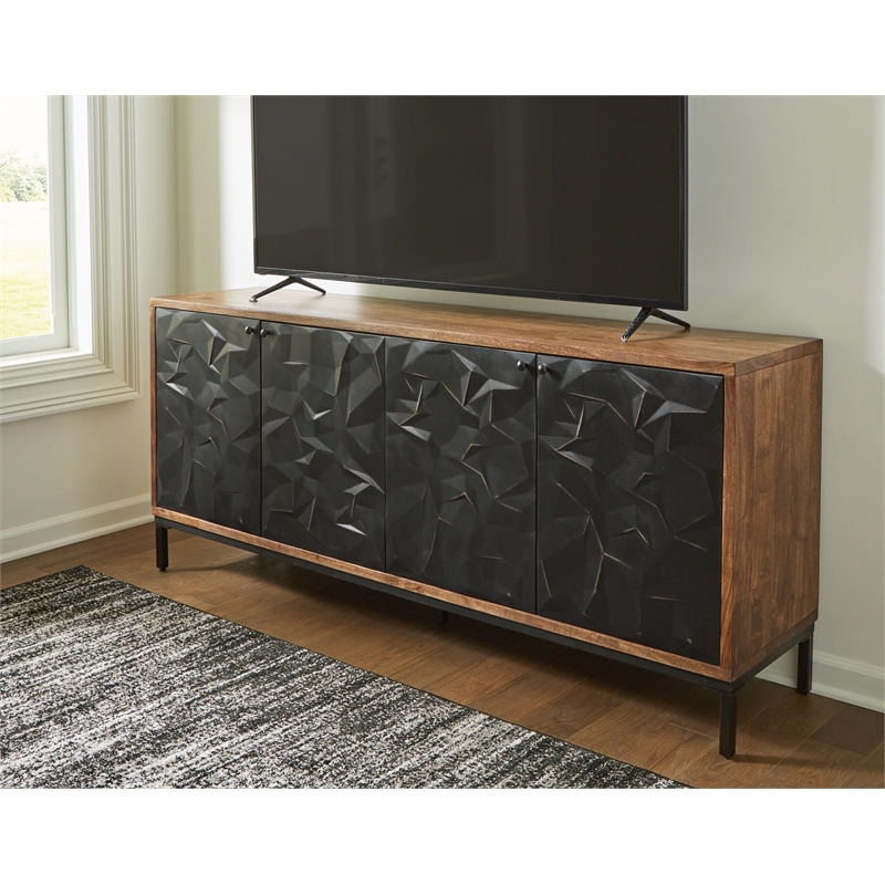 Bowery Hill Modern / Contemporary Wood Black & Brown Accent Cabinet