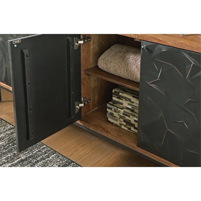 Bowery Hill Modern / Contemporary Wood Black & Brown Accent Cabinet