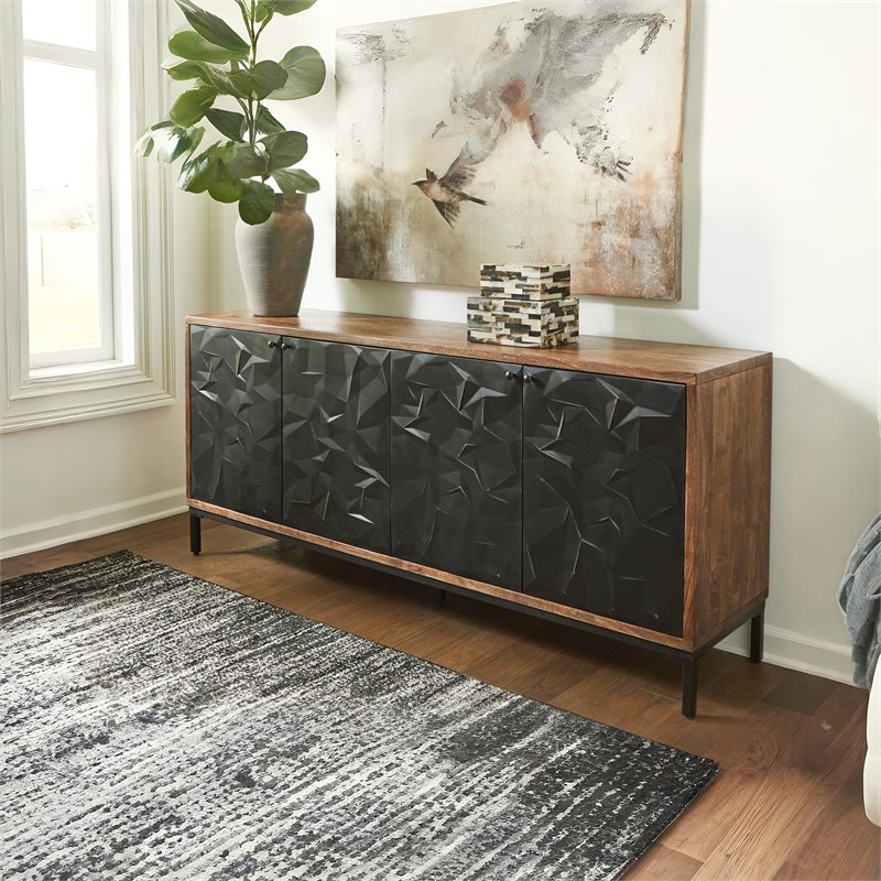 Bowery Hill Modern / Contemporary Wood Black & Brown Accent Cabinet