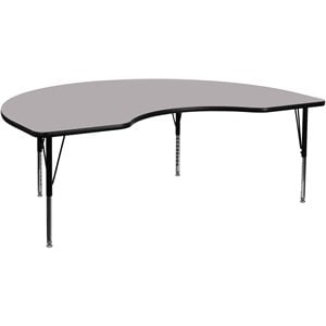 Bowery Hill 26&quot x 72&quot Kidney Thermal Fused Top Activity Table in Gray